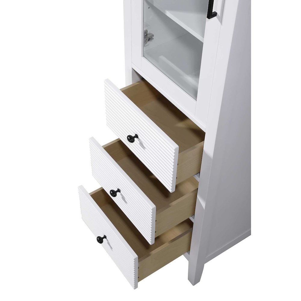 20 Inch Bath Storage Glass Cabinet in White. Picture 4