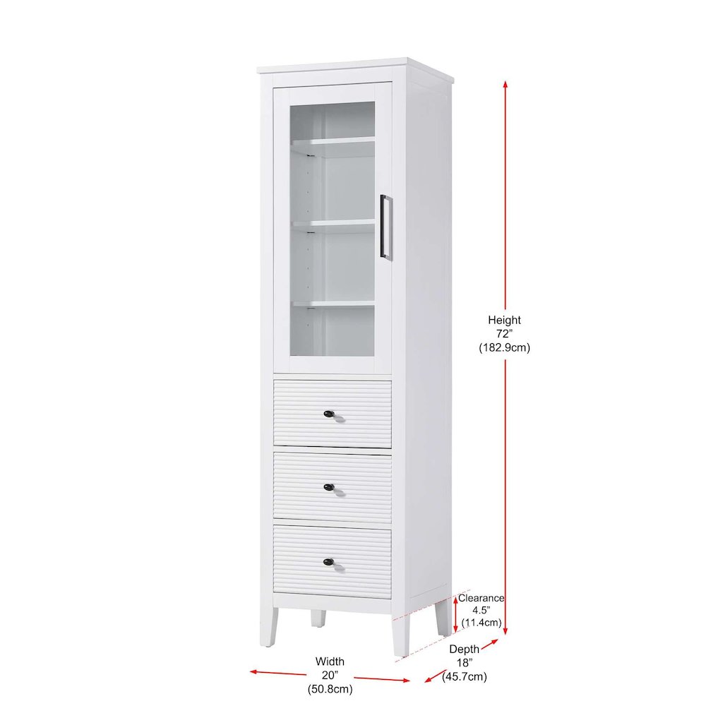 20 Inch Bath Storage Glass Cabinet in White. Picture 8