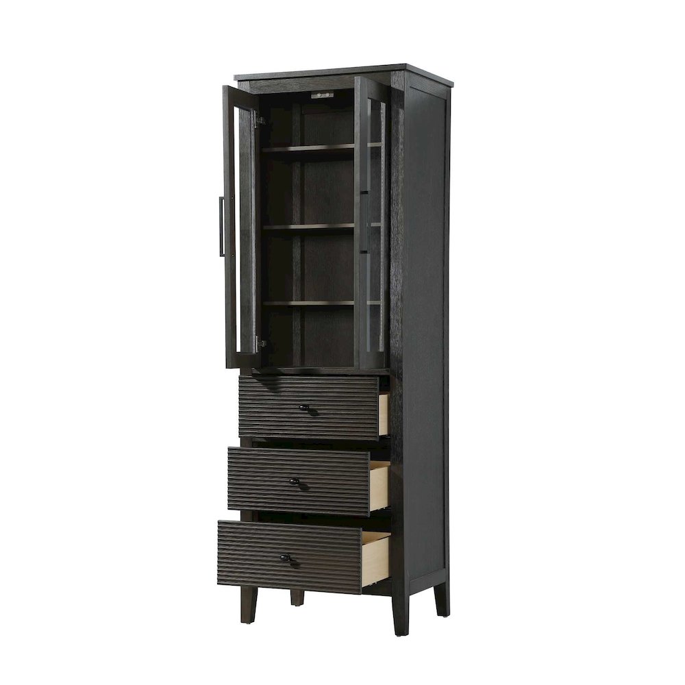 24 Inch Bath Storage Glass Cabinet in Chocolate Oak. Picture 2