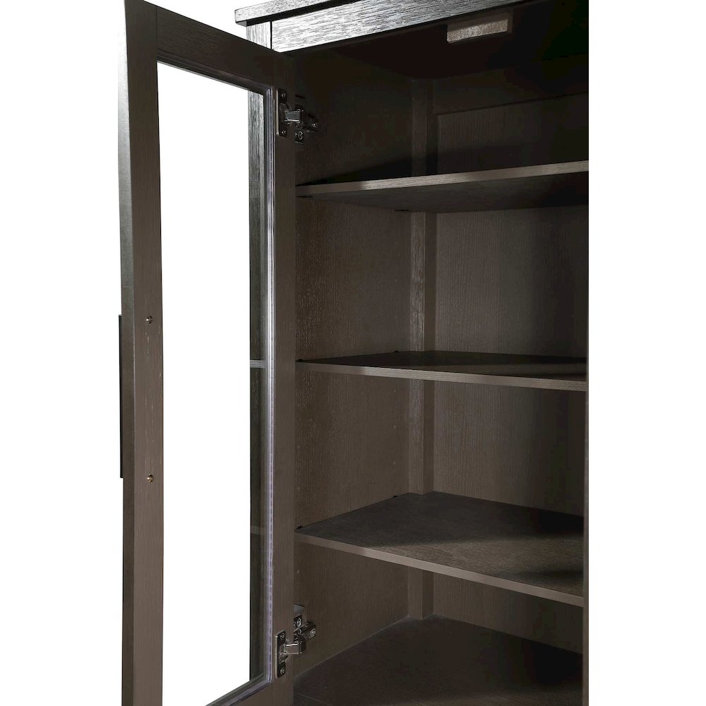 24 Inch Bath Storage Glass Cabinet in Chocolate Oak. Picture 3