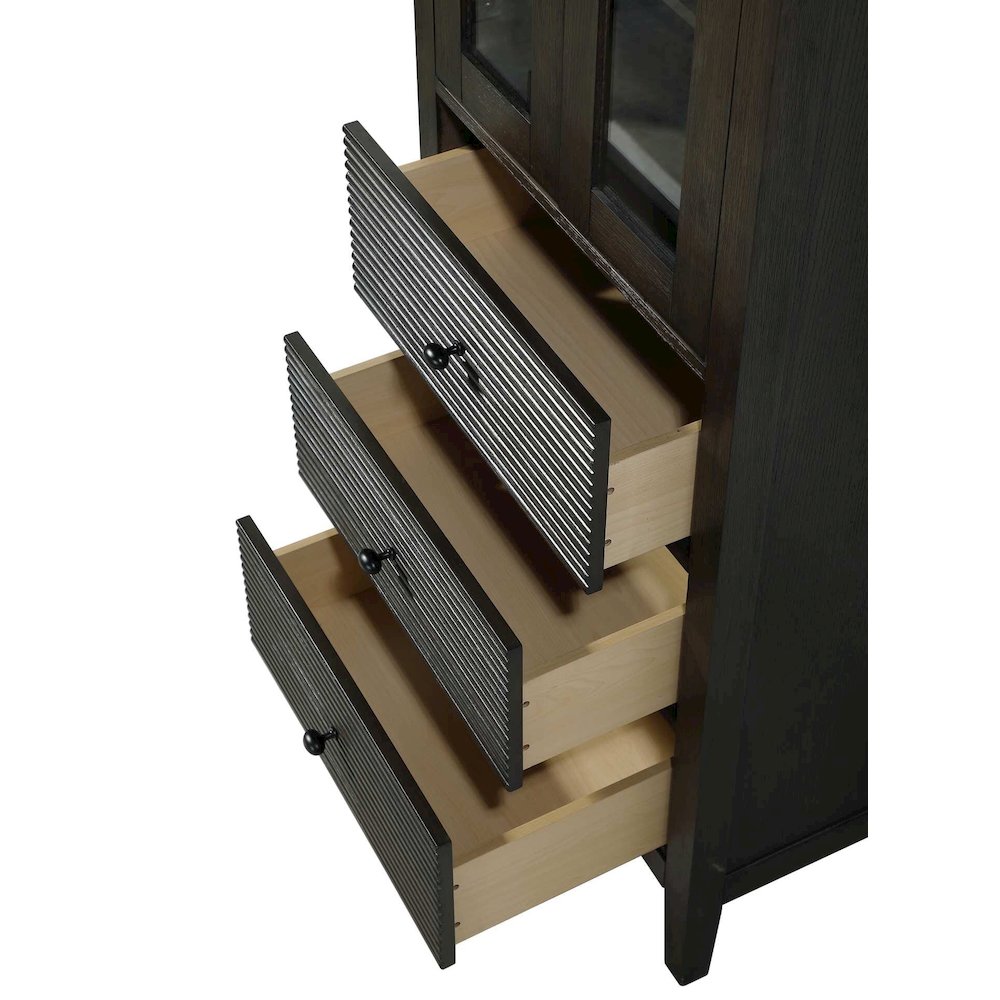 24 Inch Bath Storage Glass Cabinet in Chocolate Oak. Picture 4