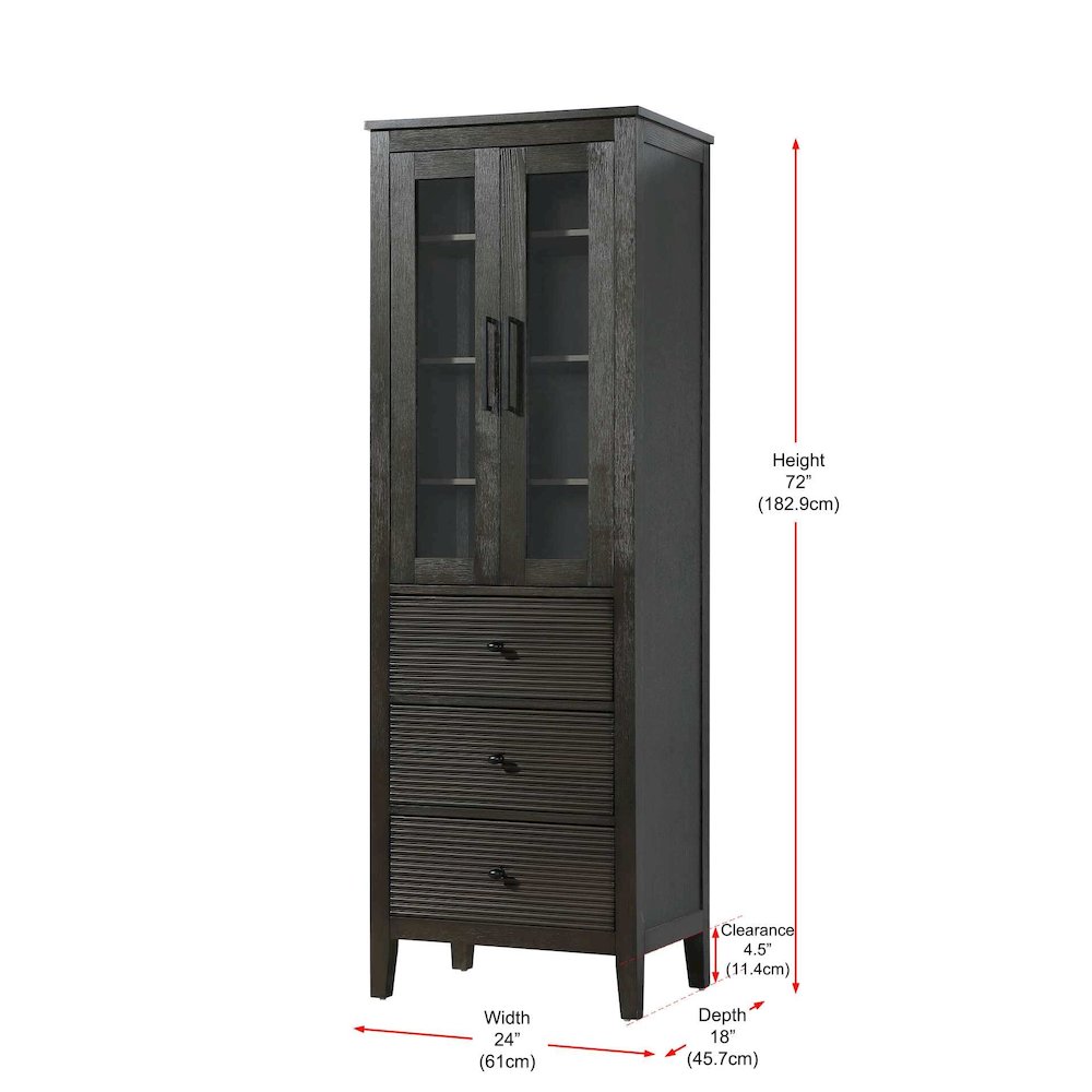 24 Inch Bath Storage Glass Cabinet in Chocolate Oak. Picture 8