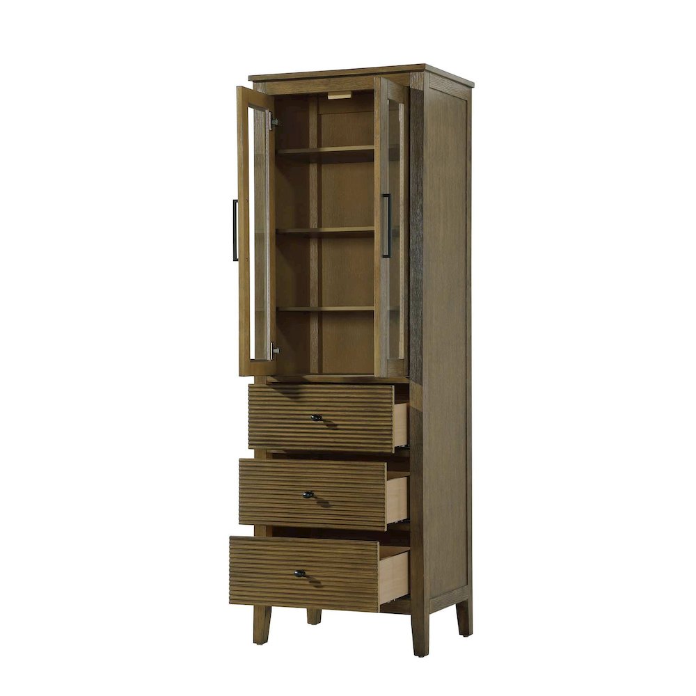24 Inch Bath Storage Glass Cabinet in Hazel Oak. Picture 2