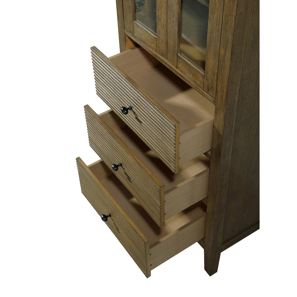 24 Inch Bath Storage Glass Cabinet in Hazel Oak. Picture 3