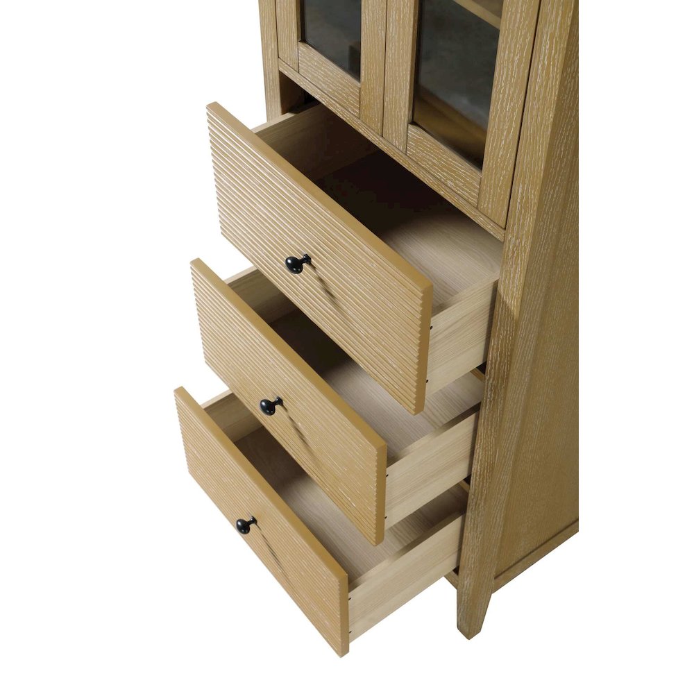 24 Inch Bath Storage Glass Cabinet in Linen Oak. Picture 4