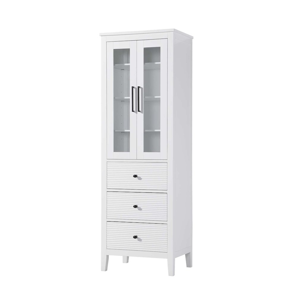 24 Inch Glass Bath Storage Glass Cabinet in White. Picture 1