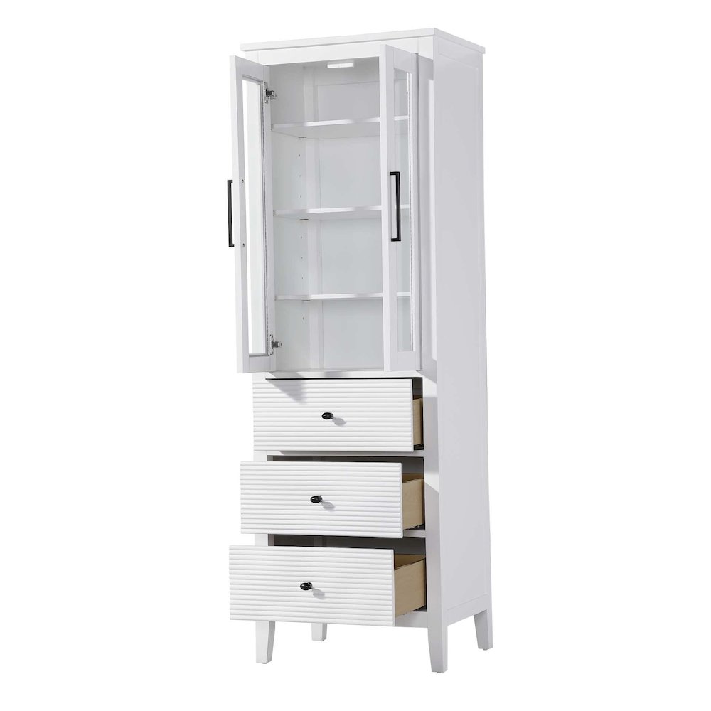 24 Inch Glass Bath Storage Glass Cabinet in White. Picture 2