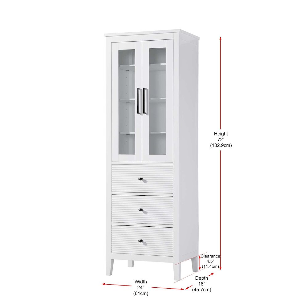 24 Inch Glass Bath Storage Glass Cabinet in White. Picture 8