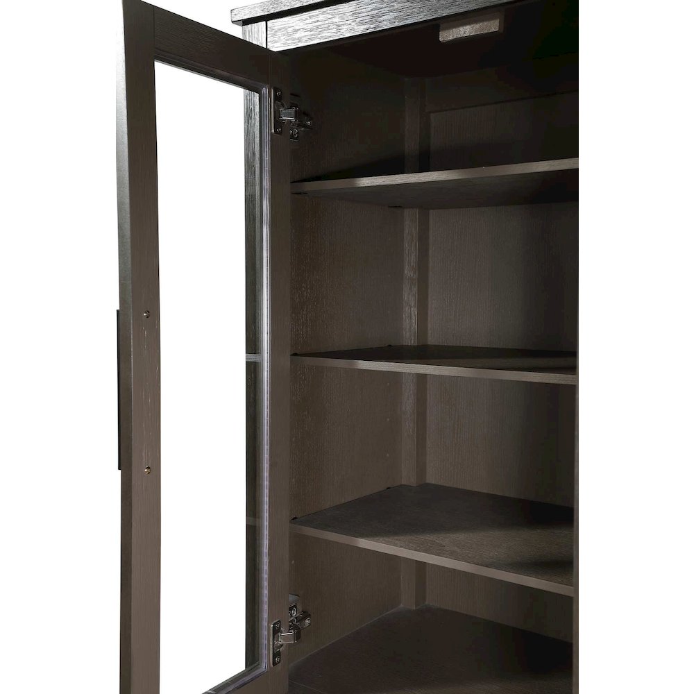 28 Inch Bath Storage Glass Cabinet in Chocolate Oak. Picture 3