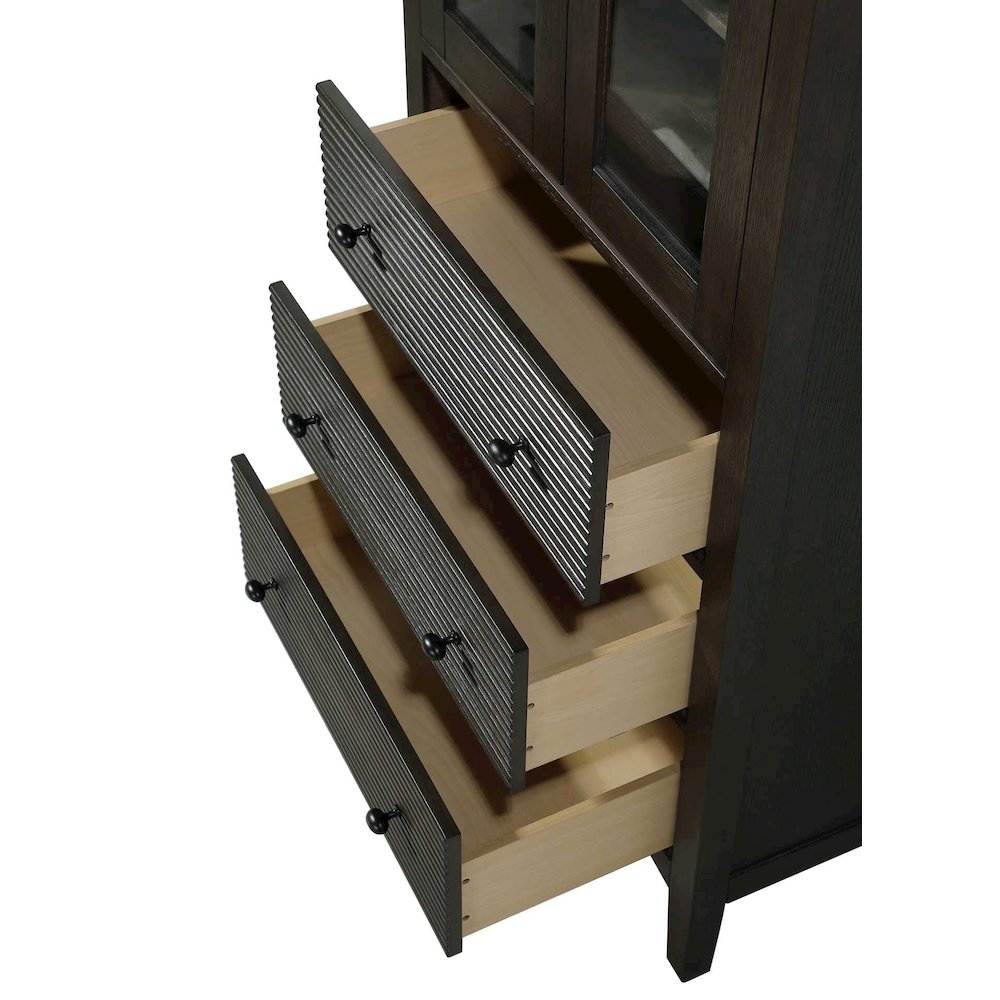 28 Inch Bath Storage Glass Cabinet in Chocolate Oak. Picture 4