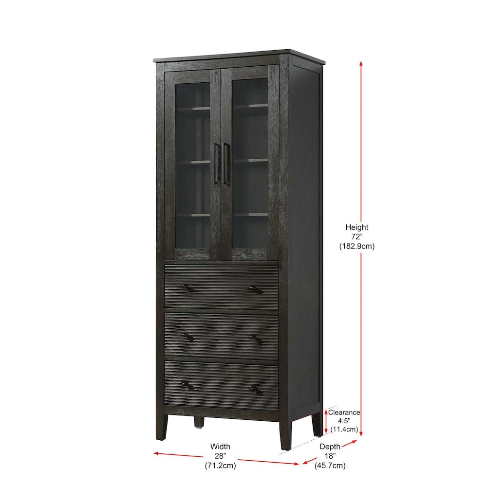 28 Inch Bath Storage Glass Cabinet in Chocolate Oak. Picture 8
