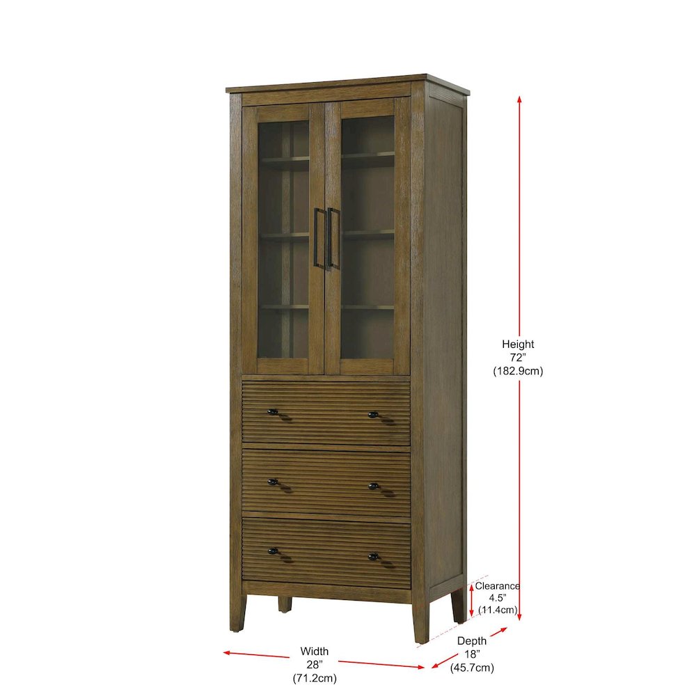 28 Inch Bath Storage Glass Cabinet in Hazel Oak. Picture 8