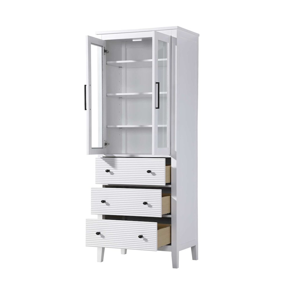 28 Inch Bath Storage Glass Cabinet in White. Picture 2