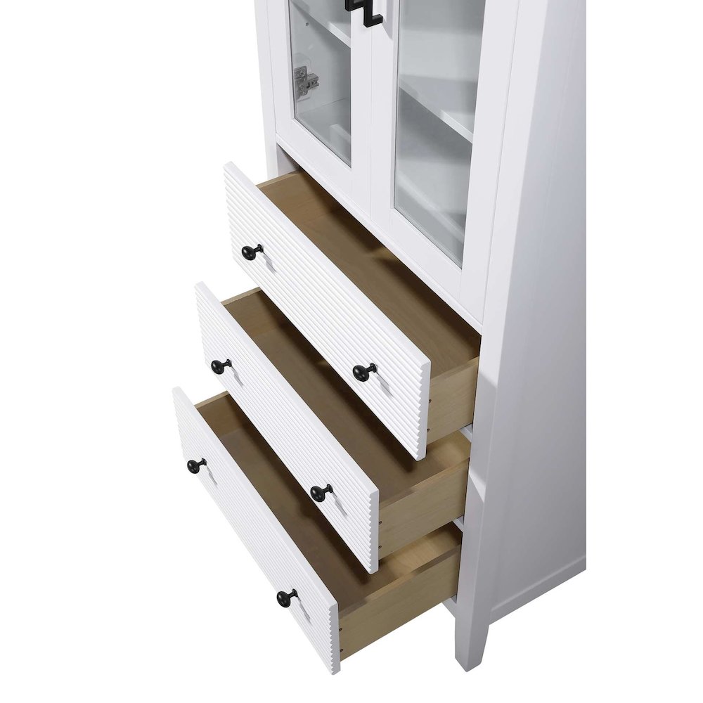 28 Inch Bath Storage Glass Cabinet in White. Picture 4
