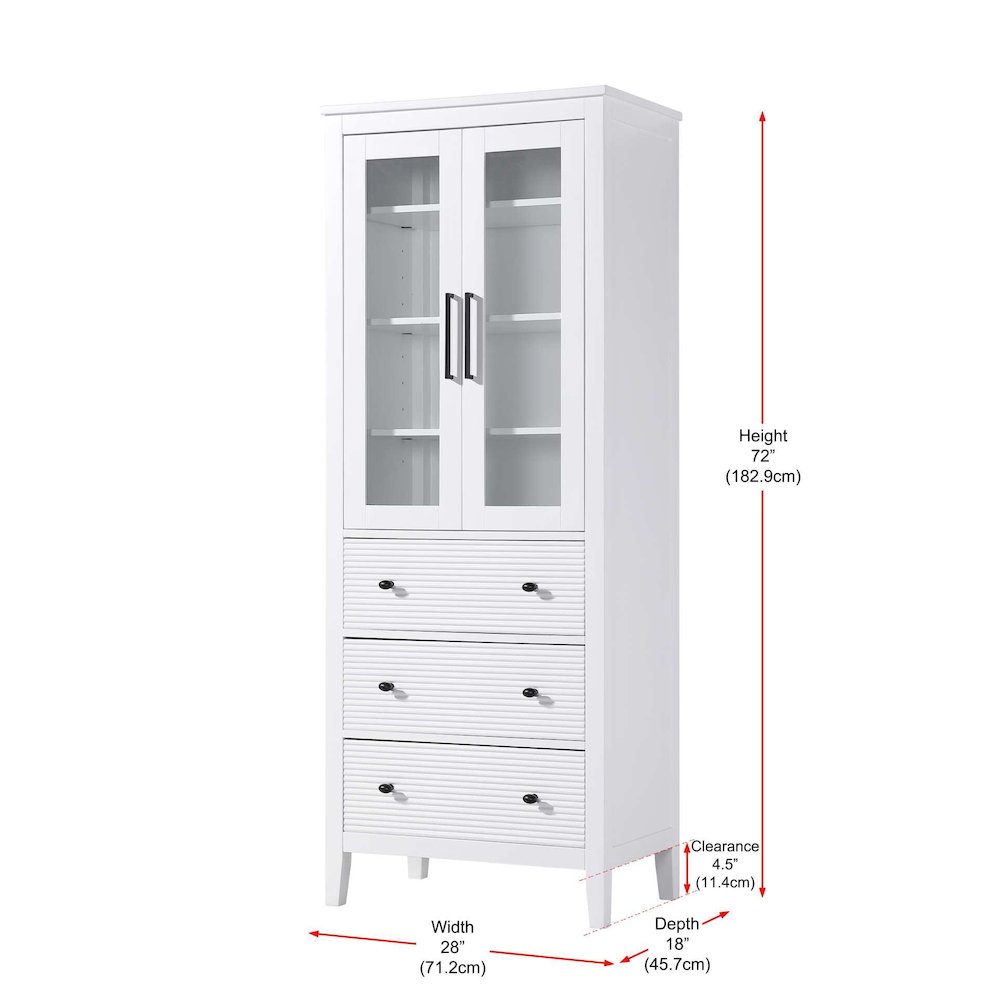 28 Inch Bath Storage Glass Cabinet in White. Picture 8