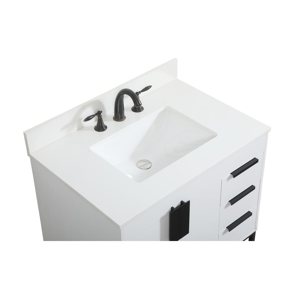 32 inch Single bathroom vanity in white with backsplash. Picture 10