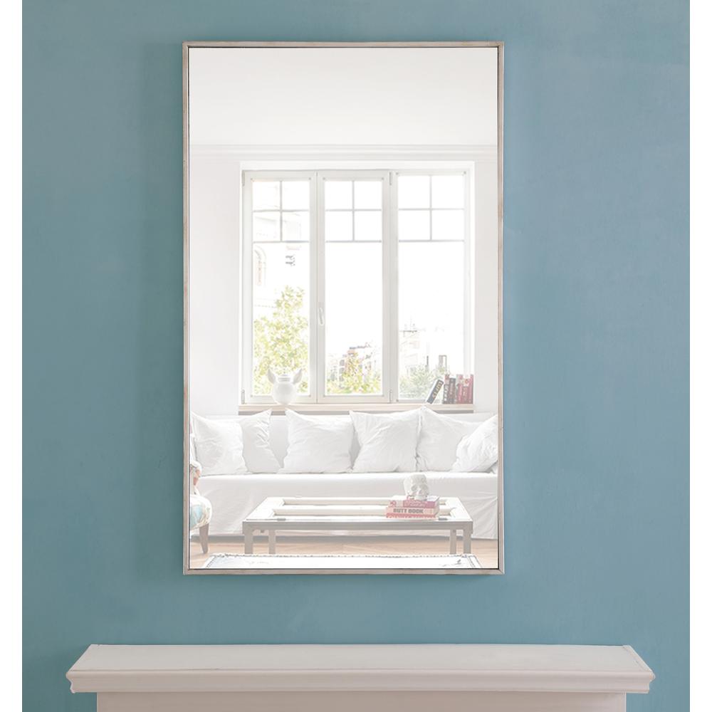 Metal frame Rectangle Mirror 24 inch Silver. Picture 14