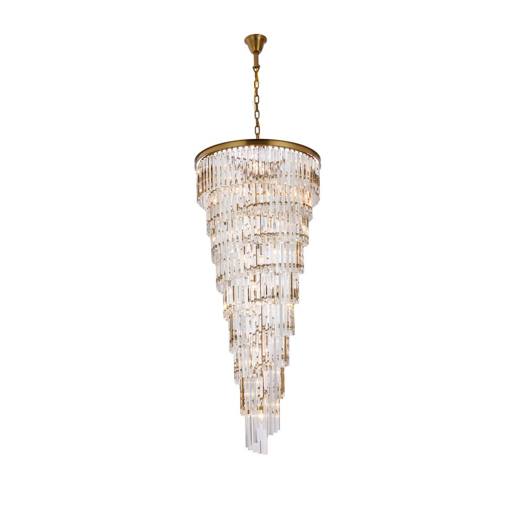 Sydney 30 inch spiral crystal chandelier in satin gold. Picture 1