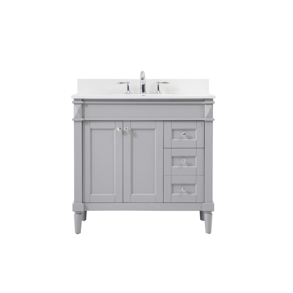 36 inch Single bathroom vanity in grey with backsplash. Picture 1