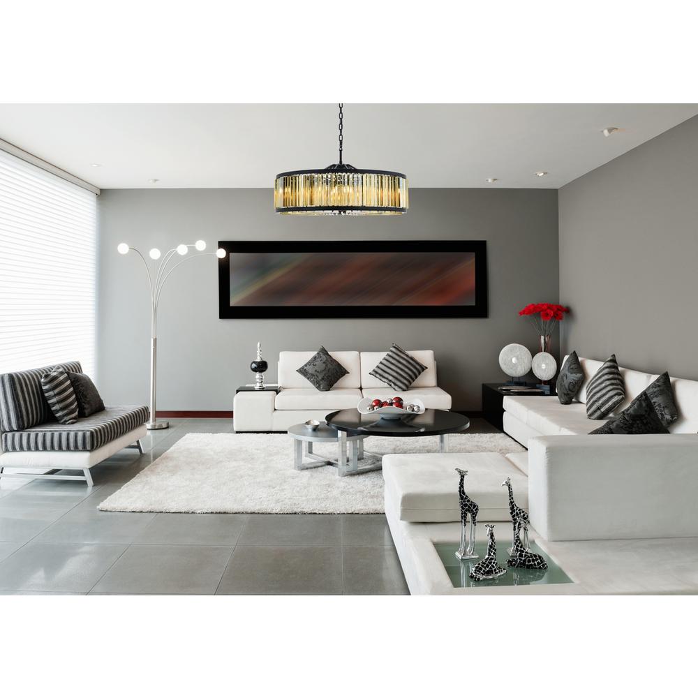 Chelsea 10 light Matte Black Chandelier Golden Teak (Smoky) Royal Cut Crystal. Picture 7