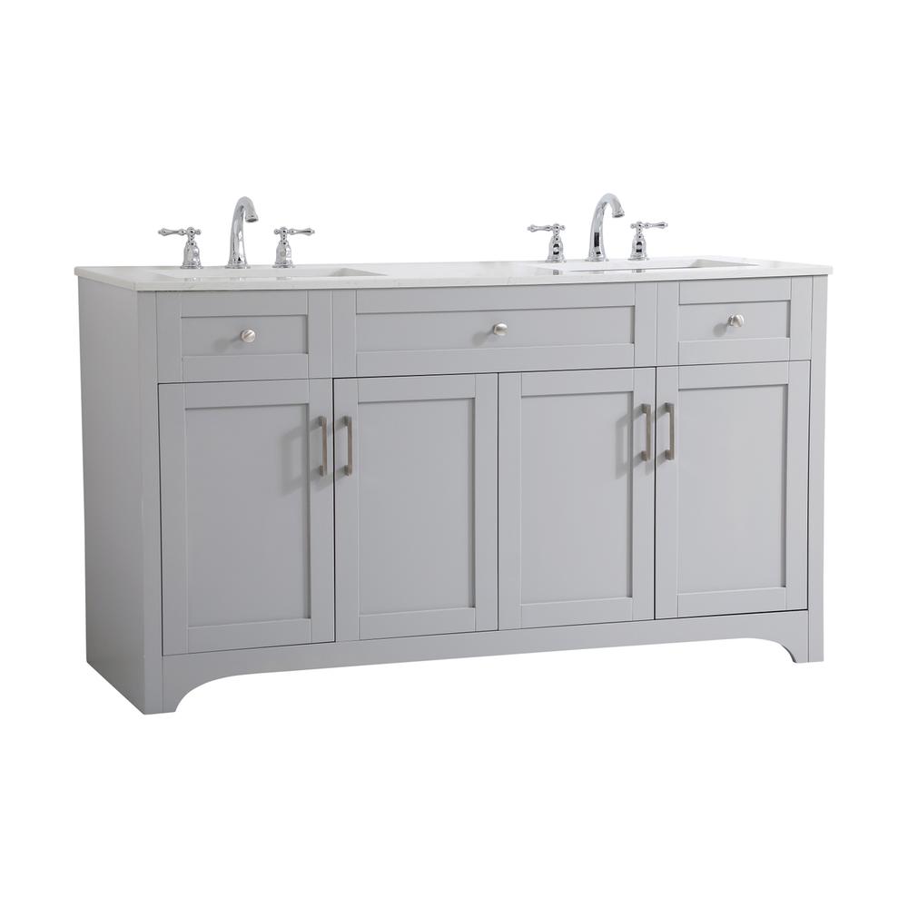 60 inch Double Bathroom Vanity in Grey. Picture 7