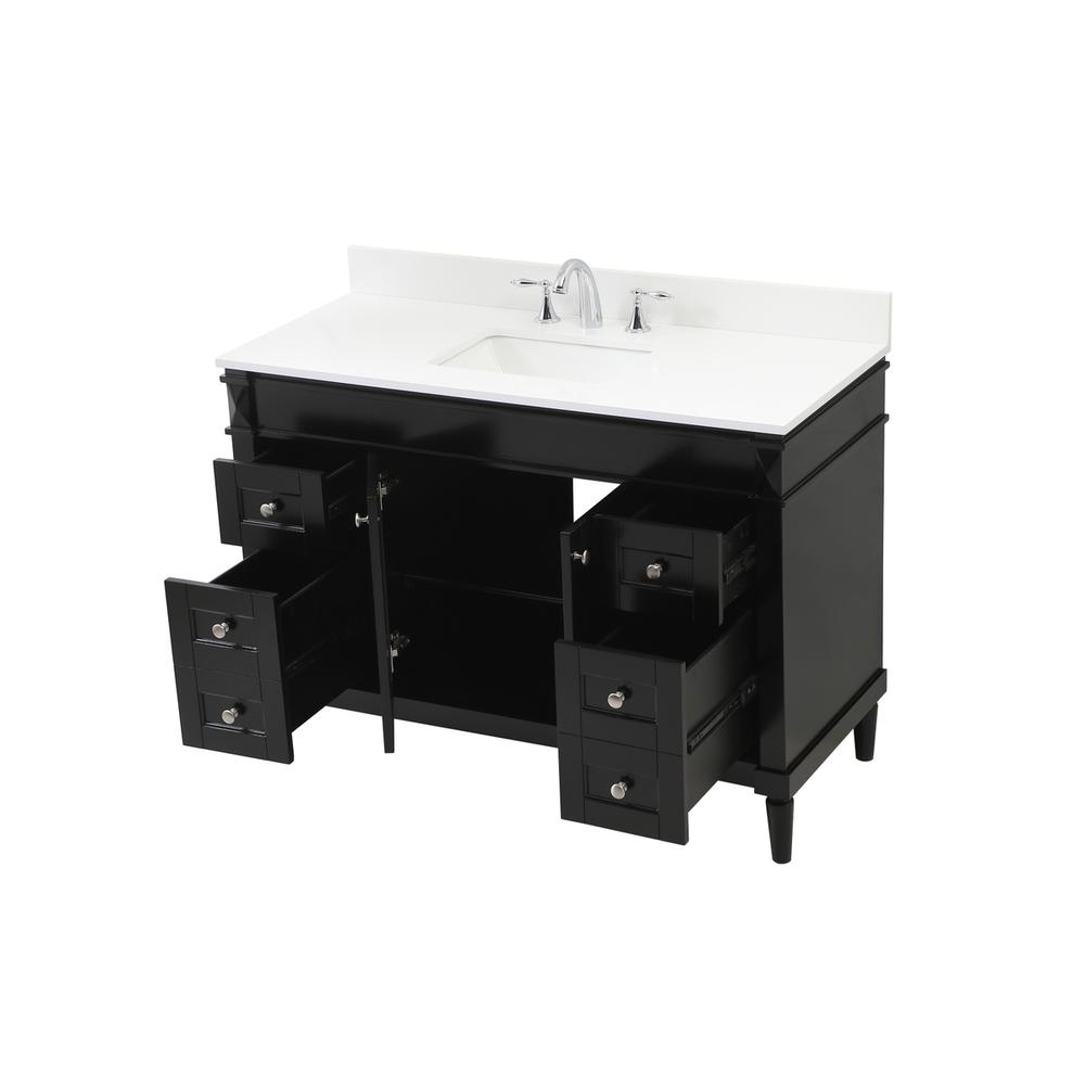 48 inch Single bathroom vanity in black with backsplash. Picture 9