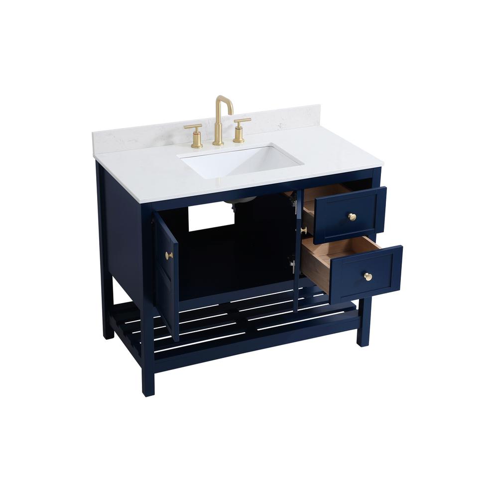 42 inch Single Bathroom Vanity in Blue with Backsplash. Picture 9
