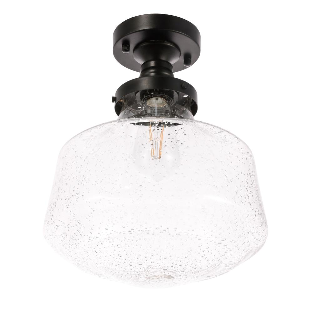 Lyle 1 light Black and Clear seeded glass Flush mount. Picture 7