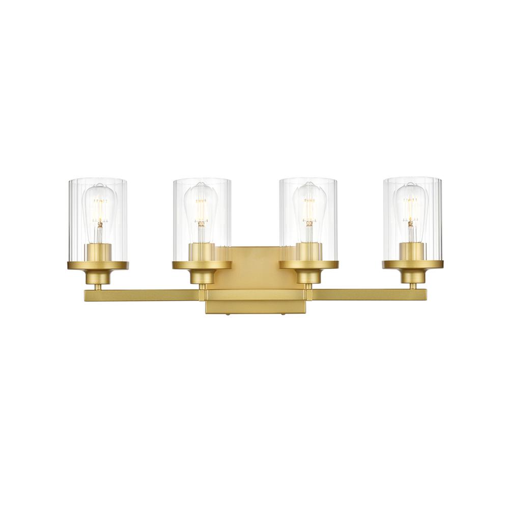 Saanvi 4 light Brass and Clear Bath Sconce. Picture 1