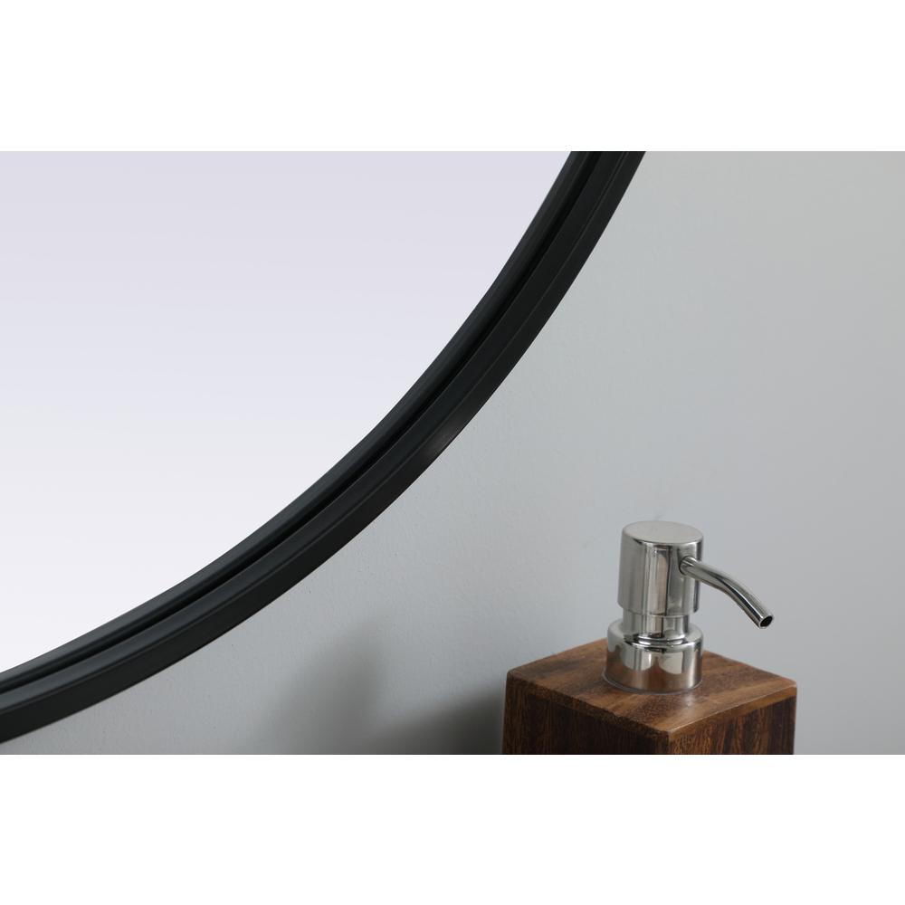 Metal Frame Oval Mirror 27x40 Inch in Black. Picture 6