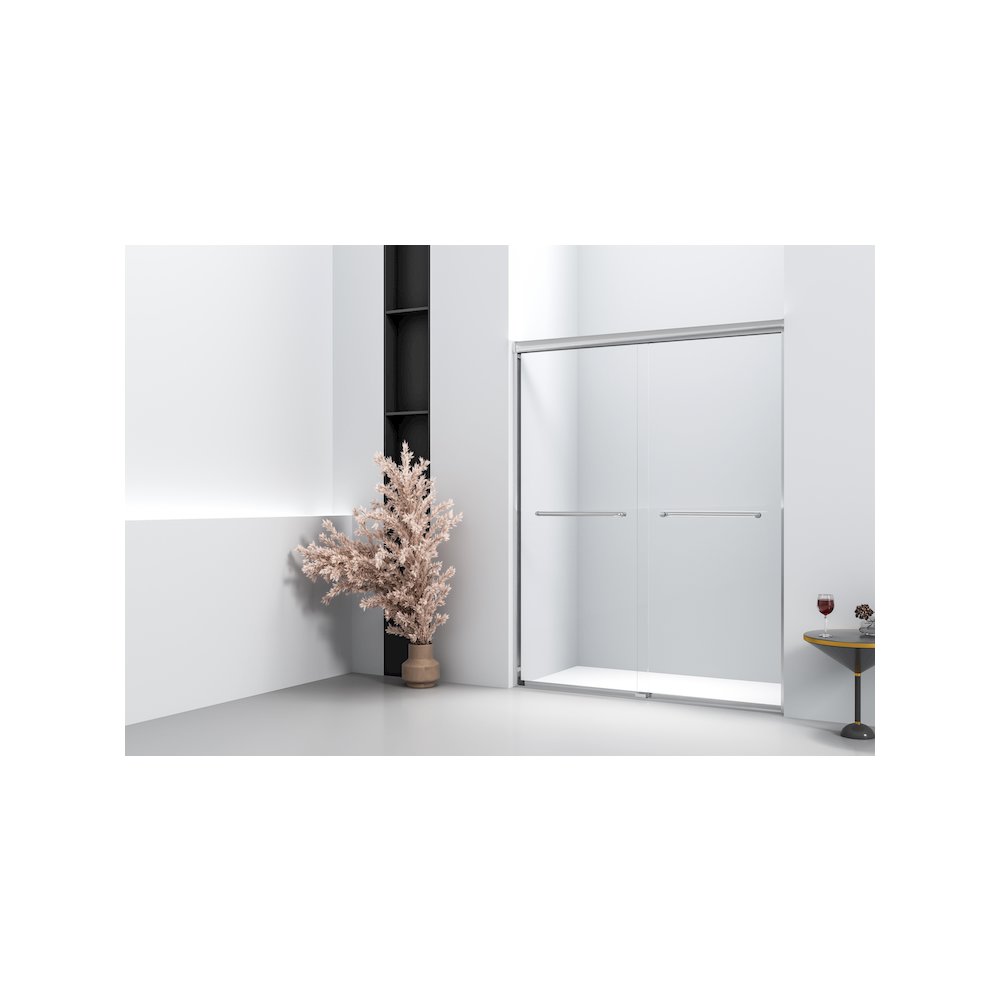 Semi-frameless shower door 60 x 72 in Polished Chrome. Picture 4
