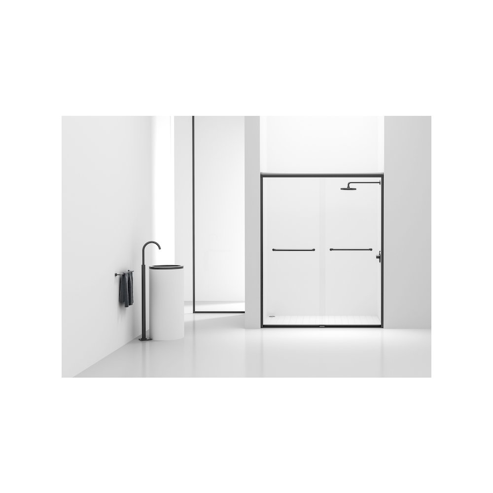 Semi-frameless shower door 60 x 72 in Brushed Nickel. Picture 1