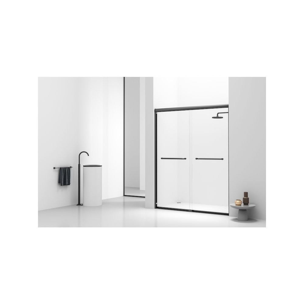 Semi-frameless shower door 60 x 72 in Brushed Nickel. Picture 2