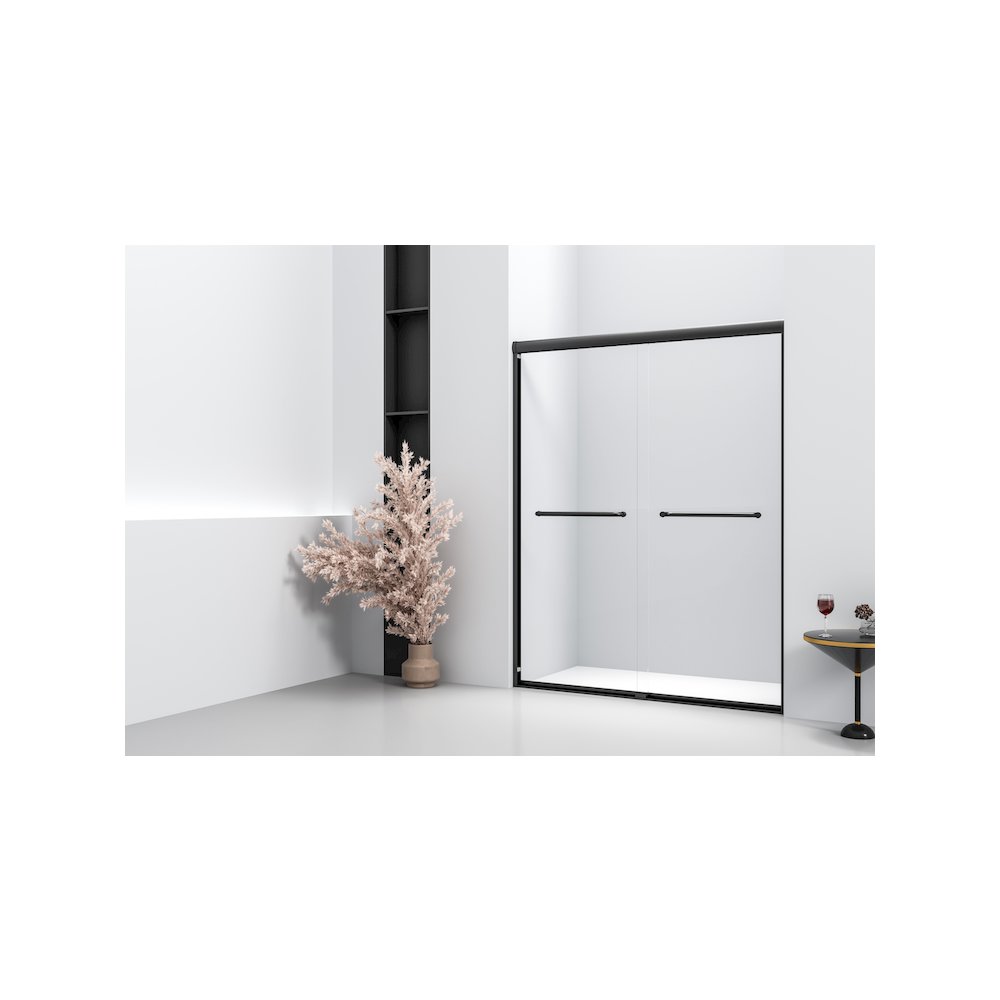 Semi-frameless shower door 60 x 72 in Brushed Nickel. Picture 3