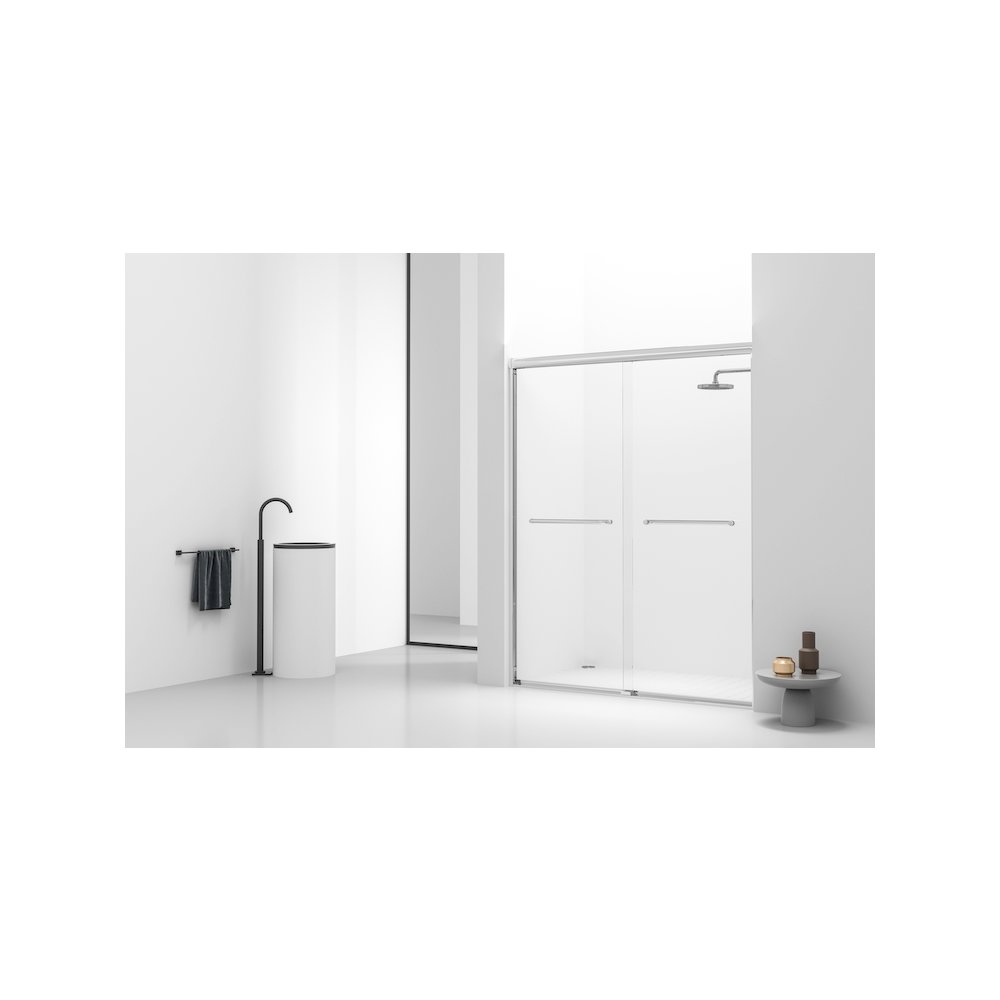 Semi-frameless shower door 60 x 72 in Matte Black. Picture 2