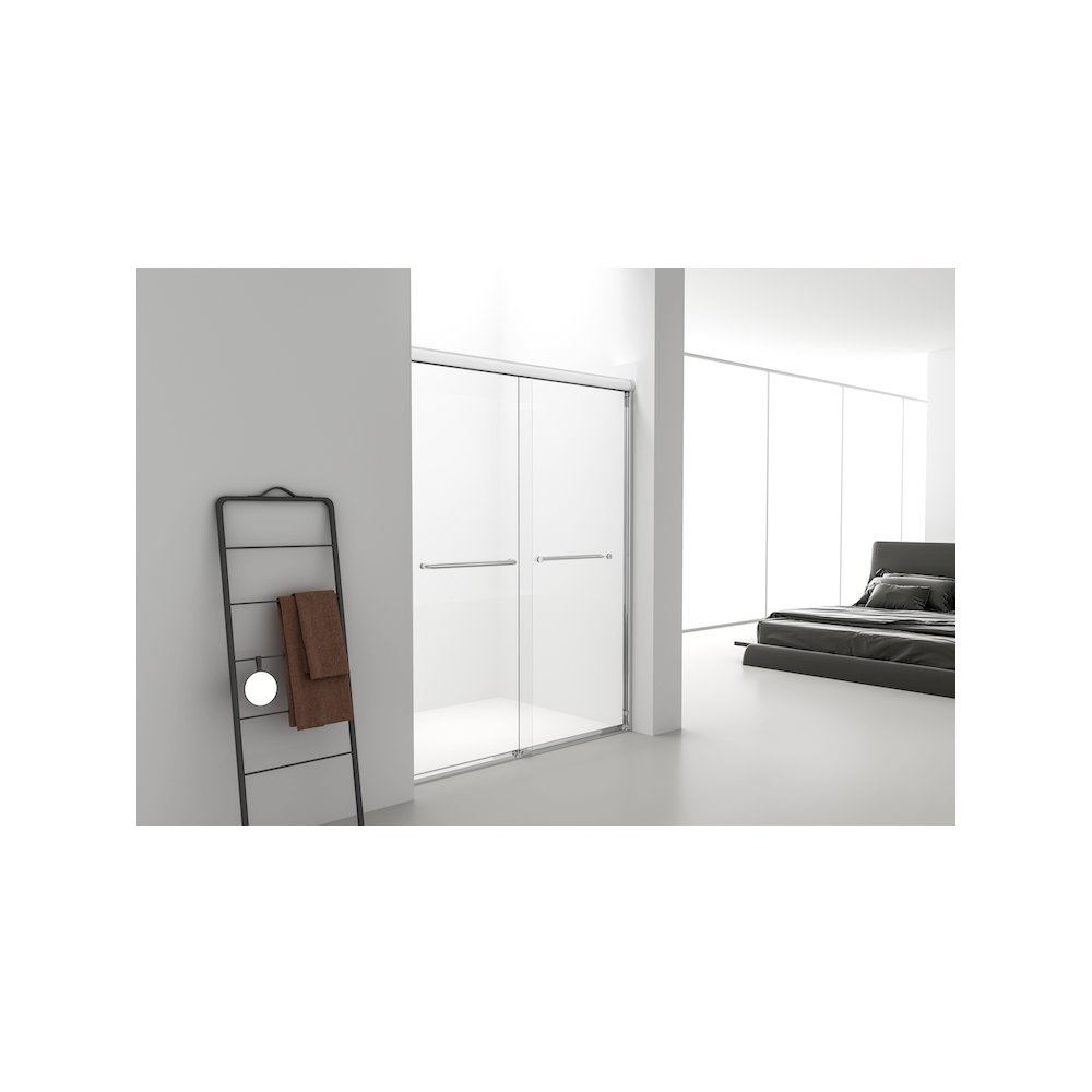 Semi-frameless shower door 60 x 72 in Matte Black. Picture 3