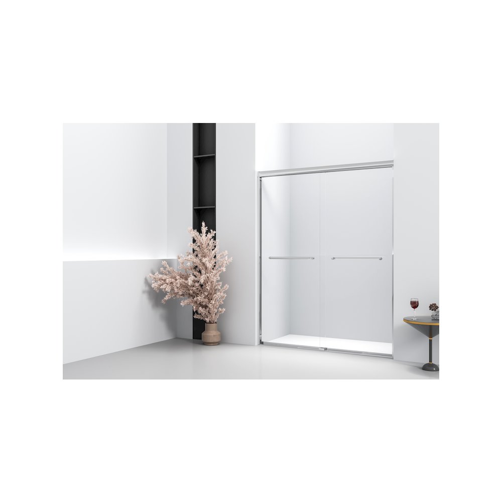 Semi-frameless shower door 60 x 72 in Matte Black. Picture 4