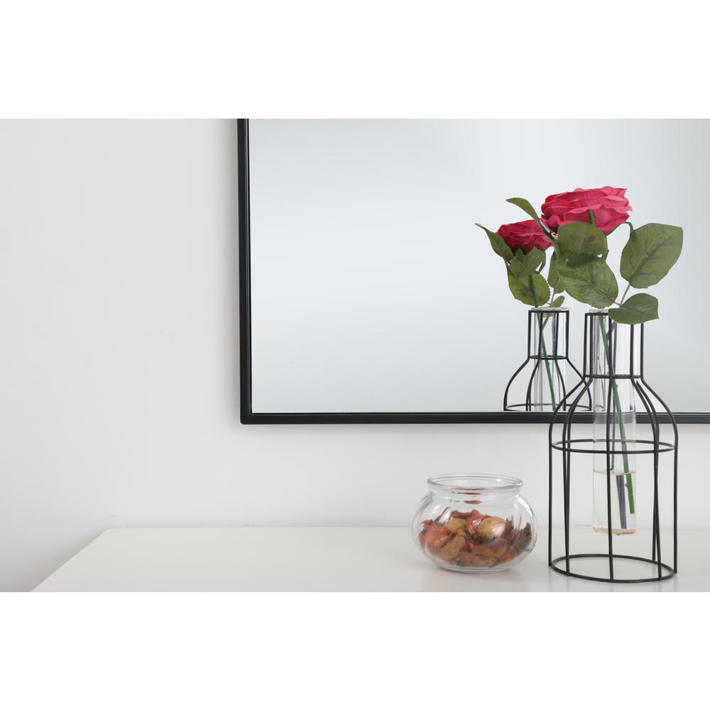 Metal frame rectangle mirror 36 inch in Black. Picture 9