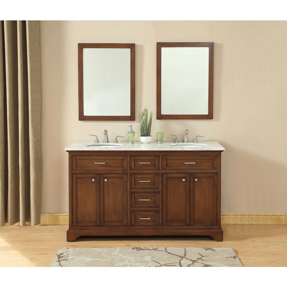 60 In. Double Bathroom Vanity Set In Teak. Picture 12