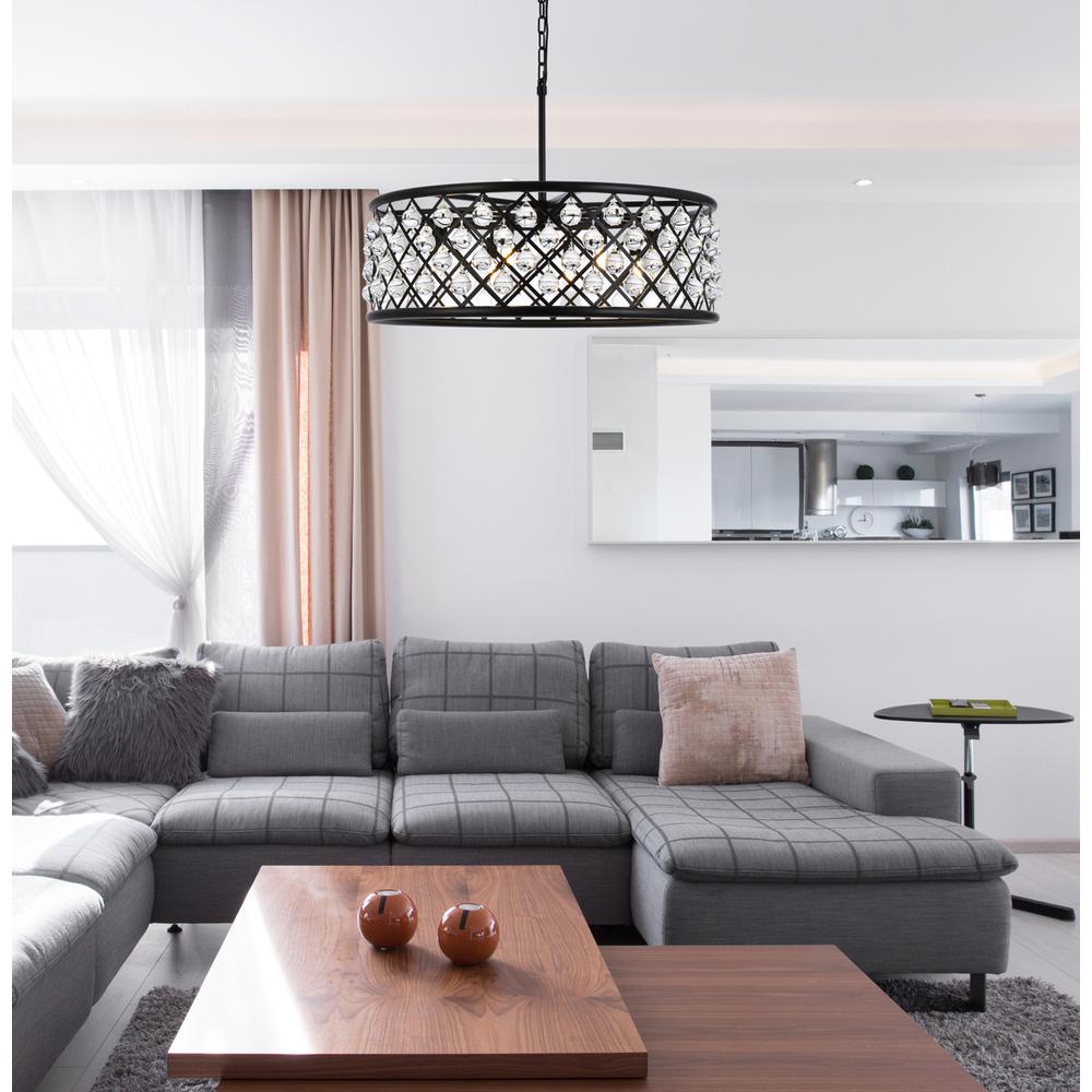 Madison 8 light Matte Black Chandelier Clear Royal Cut Crystal. Picture 8