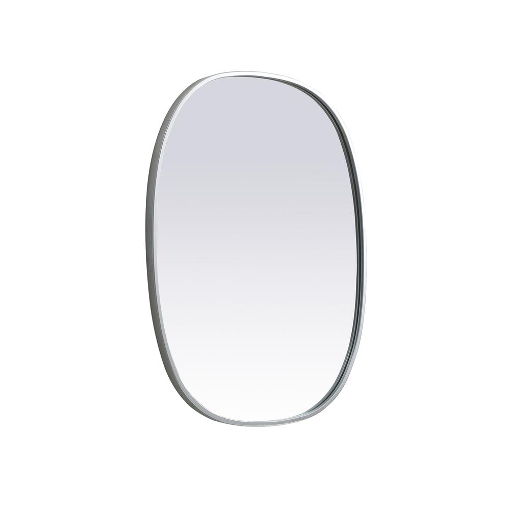 Metal Frame Oval Mirror 24x30 Inch in Silver. Picture 7