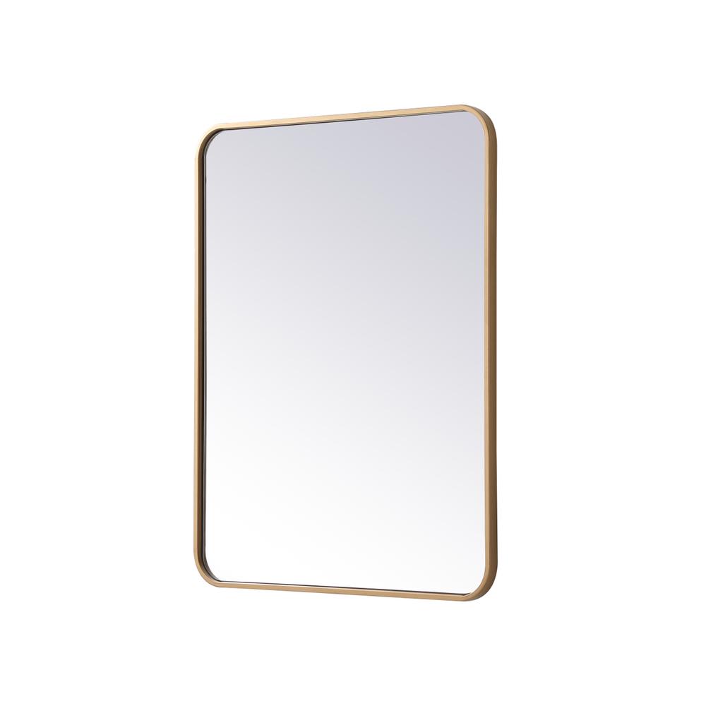 Soft corner metal rectangular mirror 24x32 inch in Brass. Picture 5