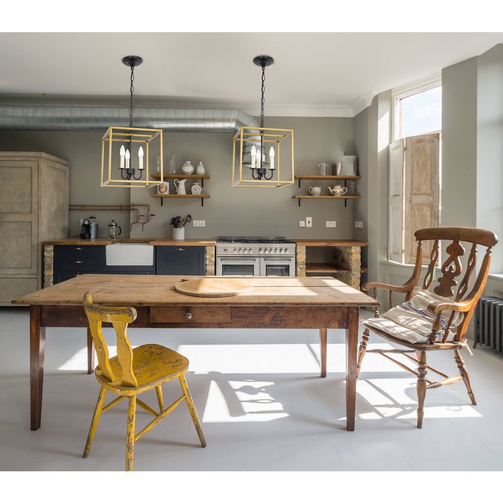 Eclipse 3 Light Brass And Black Pendant. Picture 2