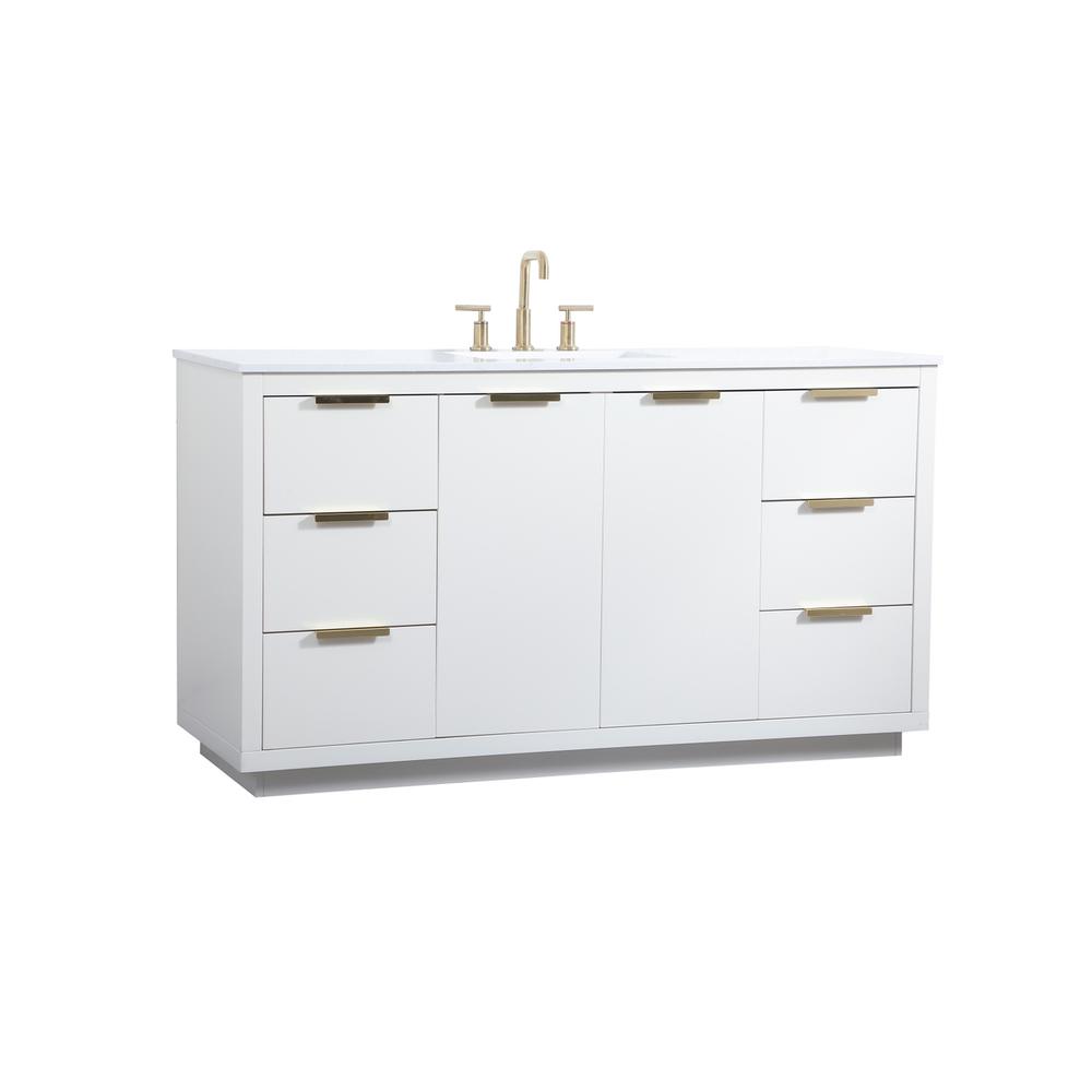 60 inch Single bathroom vanity in white. Picture 7