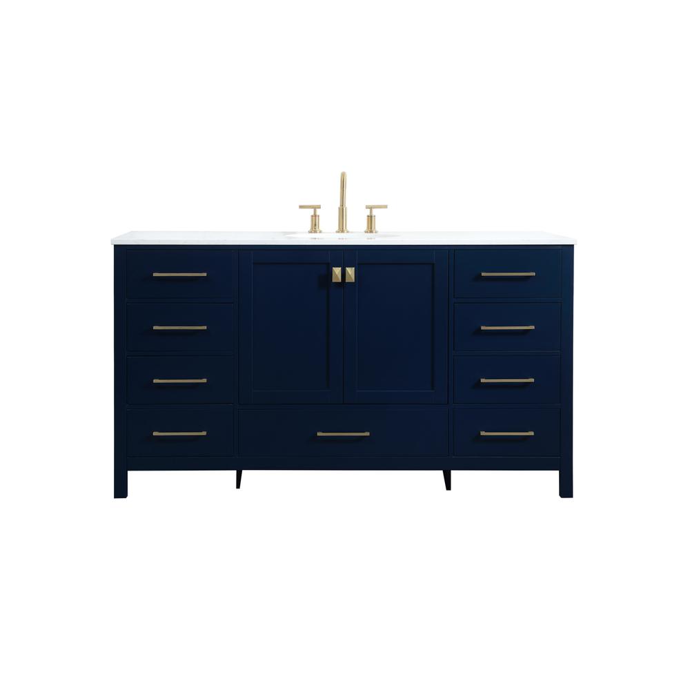 60 inch Single bathroom vanity in blue. Picture 1