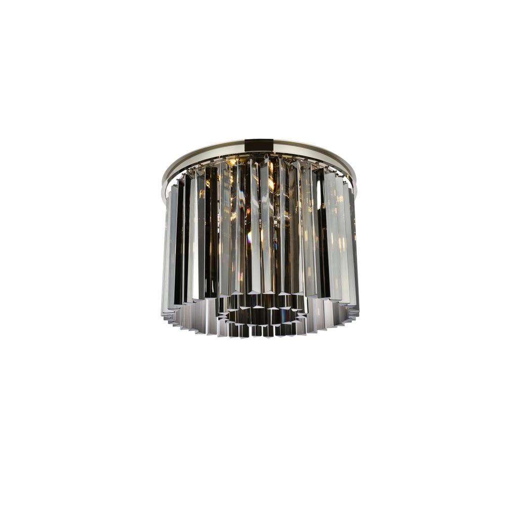 Sydney 6 light polished nickel Flush Mount Silver Shade (Grey) Royal Cut Crystal. Picture 2