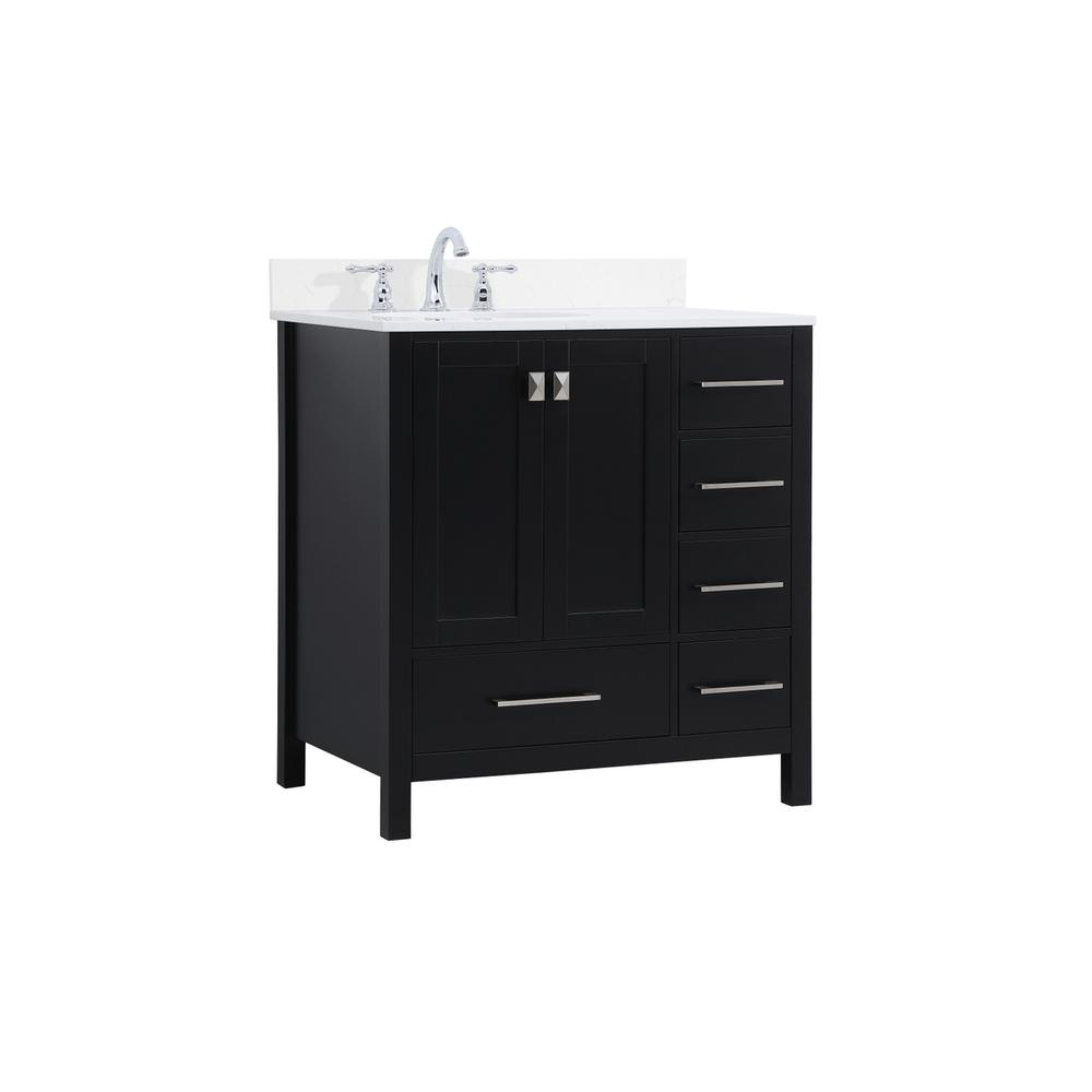 32 inch Single Bathroom Vanity in Black with Backsplash. Picture 7