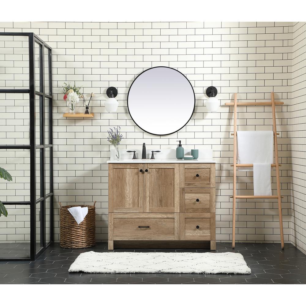 42 inch Single bathroom vanity in natural oak with backsplash. Picture 4