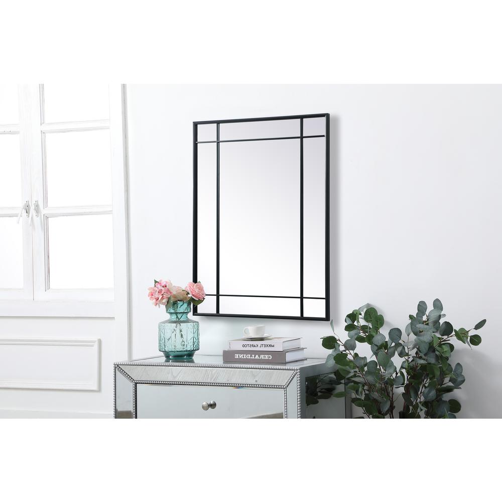 French Panel Wall Mirror 30x40 Inch In Black. Picture 2