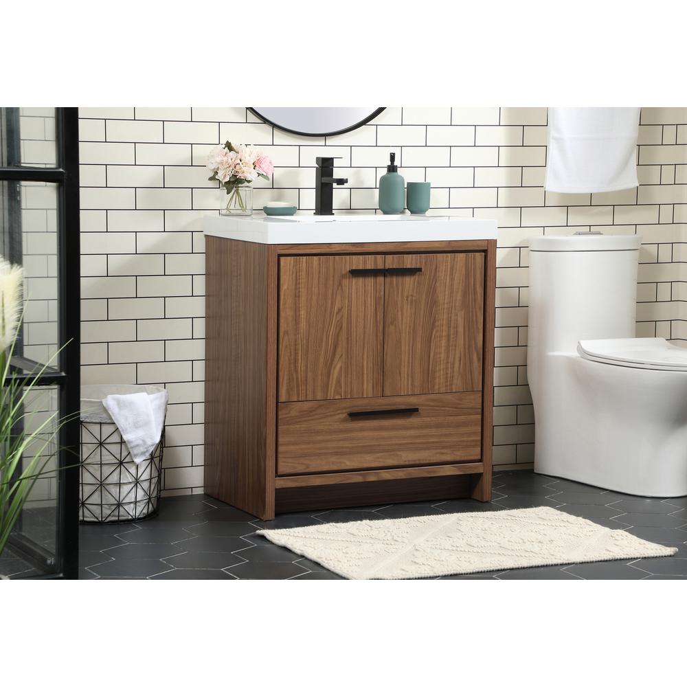 30 inch Single bathroom vanity in walnut brown. Picture 2